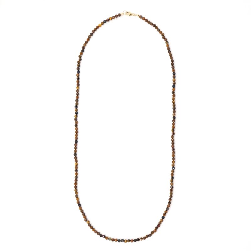 Dainty Brown Tiger's Eye Beaded Necklace image