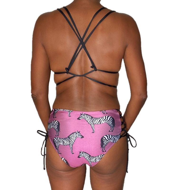 Delva High Waisted Bikini Bottom - Purple Zebra image