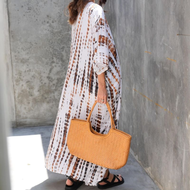 Jolene Handwoven Leather Tote In Tan image