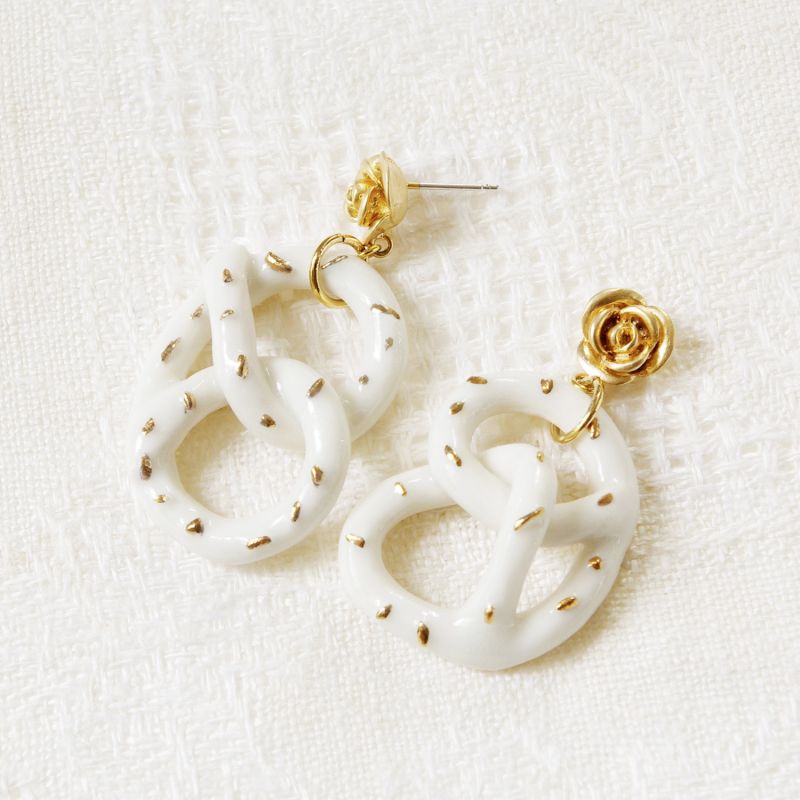 Golden Rose & Salted Porcelain Pretzel Earrings image