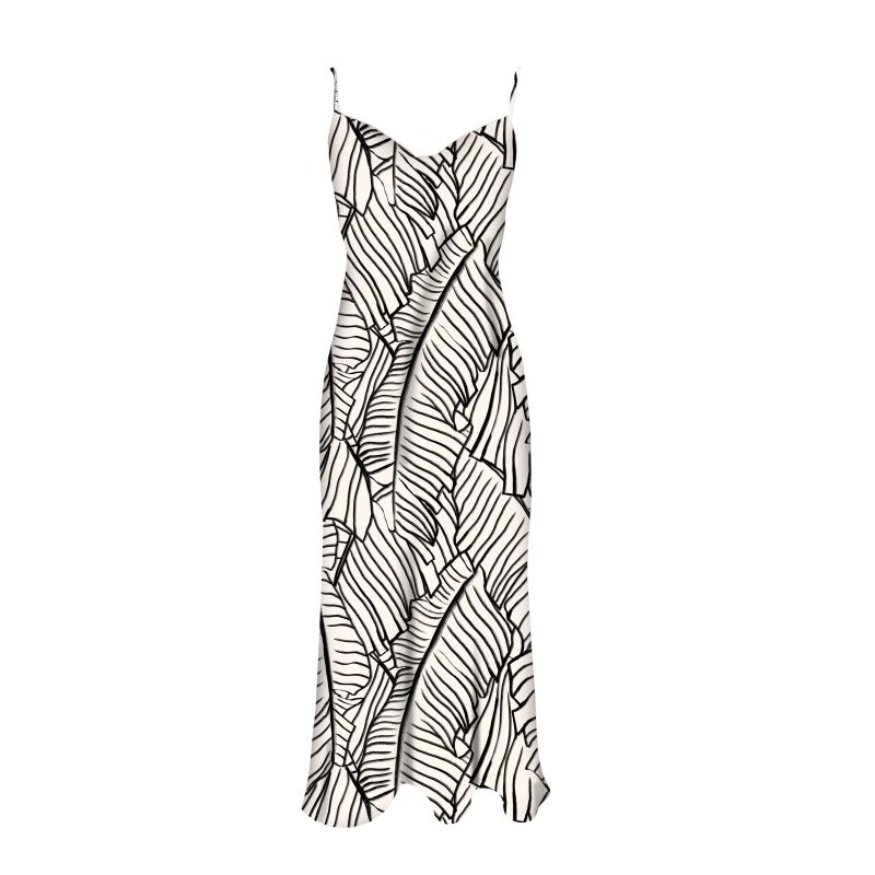 Silhouette Silk Cowl Slip Dress - Palm Print Neutrals image