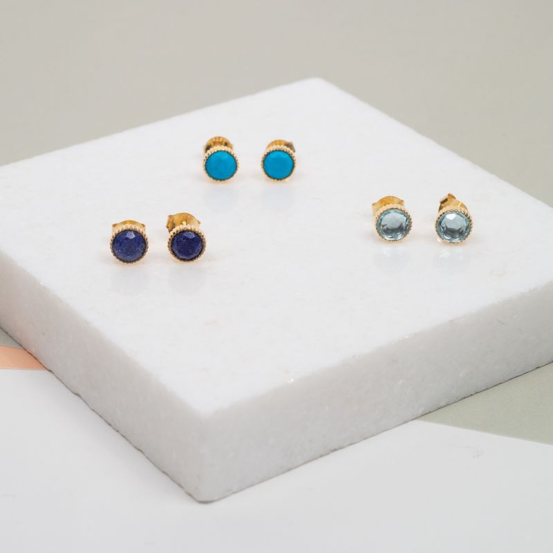 Barcelona March Birthstone Stud Earrings - Blue Topaz image