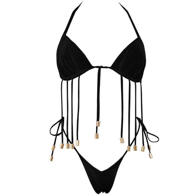 Elixir Bikini Bra With Golden Details In Black image