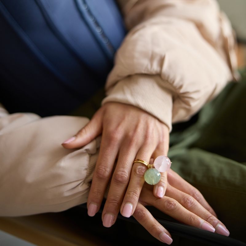 Bubble Green Aventurine Ring - Adjustable image