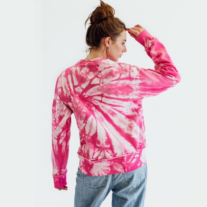 Barbie Bubblegum Pink Tie Dye Reconstructed Sweatshirt image