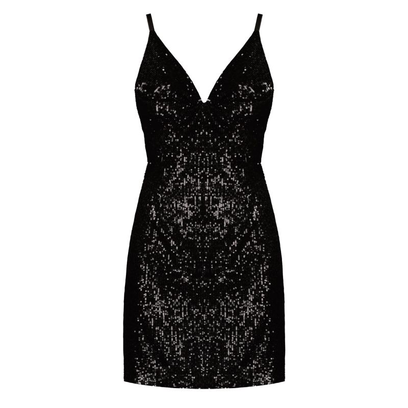 Black sequin dress short shop