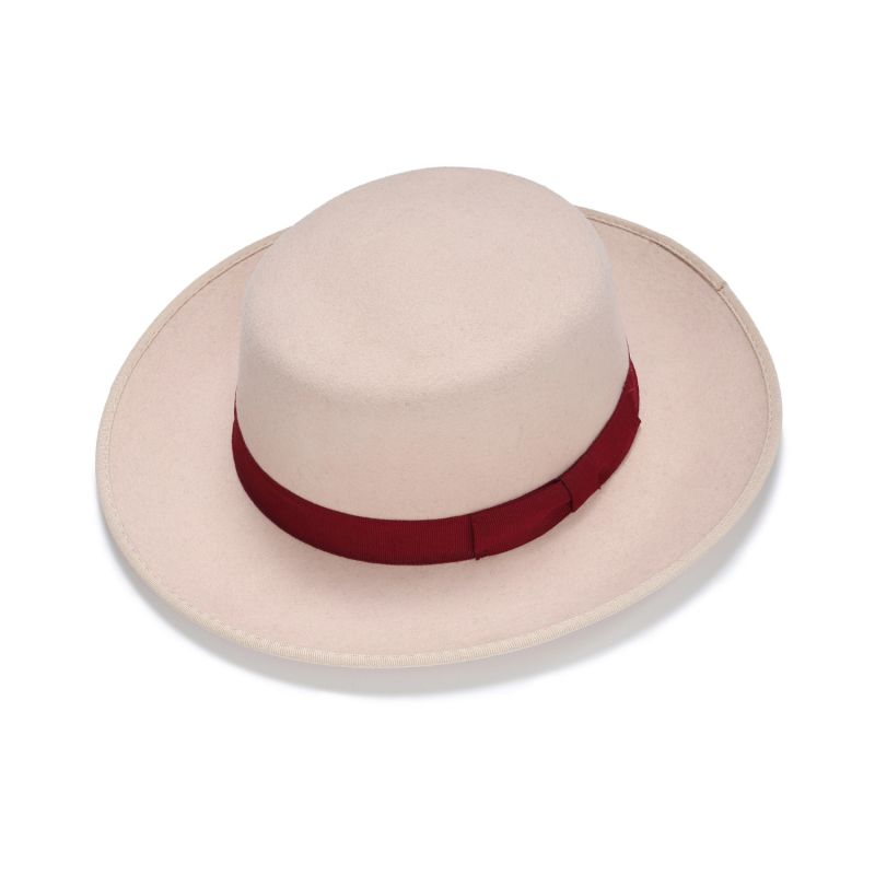 Light Pink Felt Boater Hat image