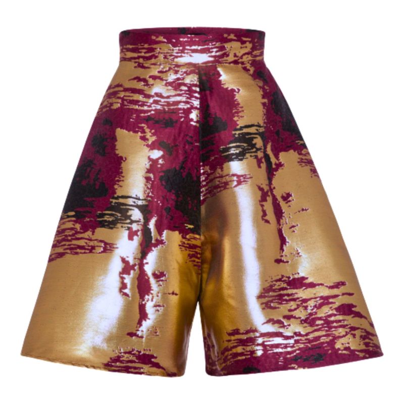 Burgundy Jacquard Ola Bermuda Shorts image