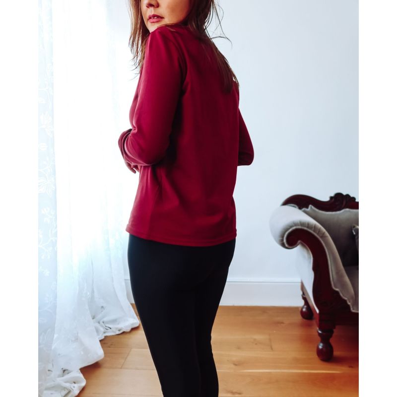 Burgundy Long Sleeve Cotton Top image