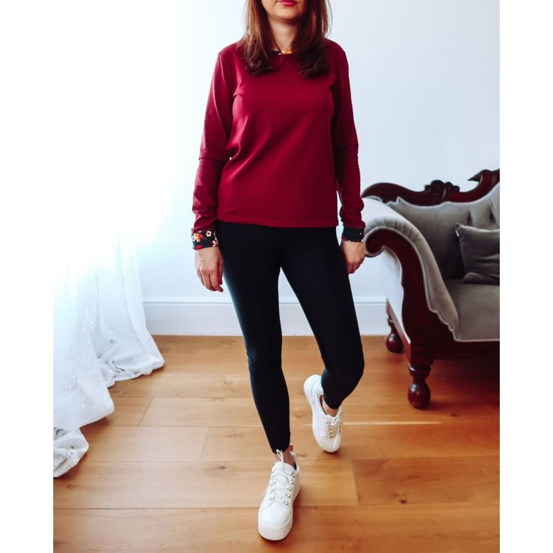 Burgundy Long Sleeve Cotton Top image