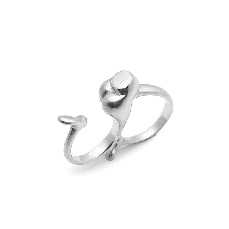 Butt Double Ring - Silver image