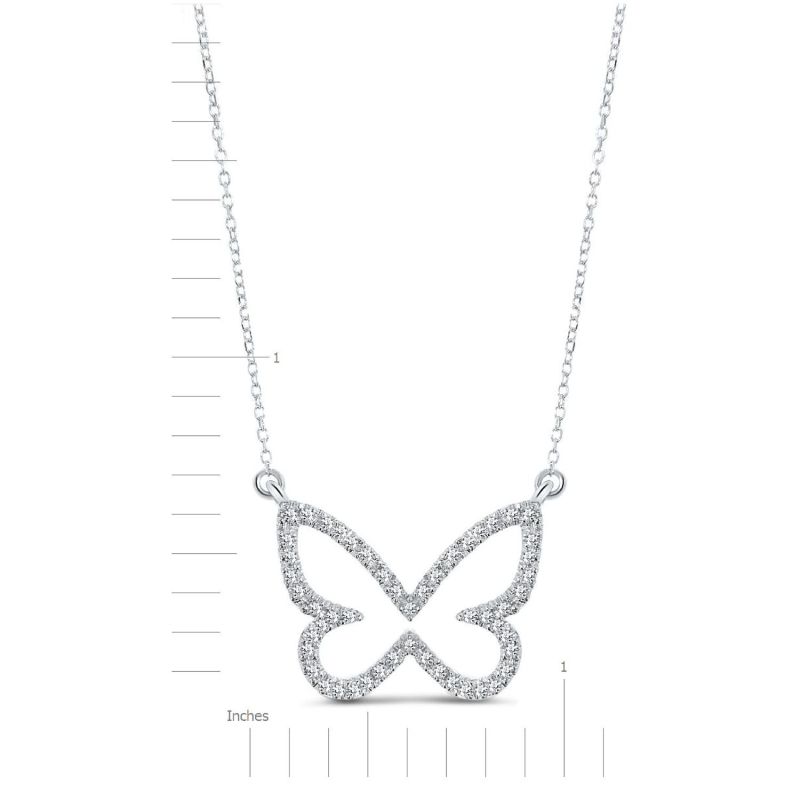 Butterfly Diamond Necklace 14K White Gold image