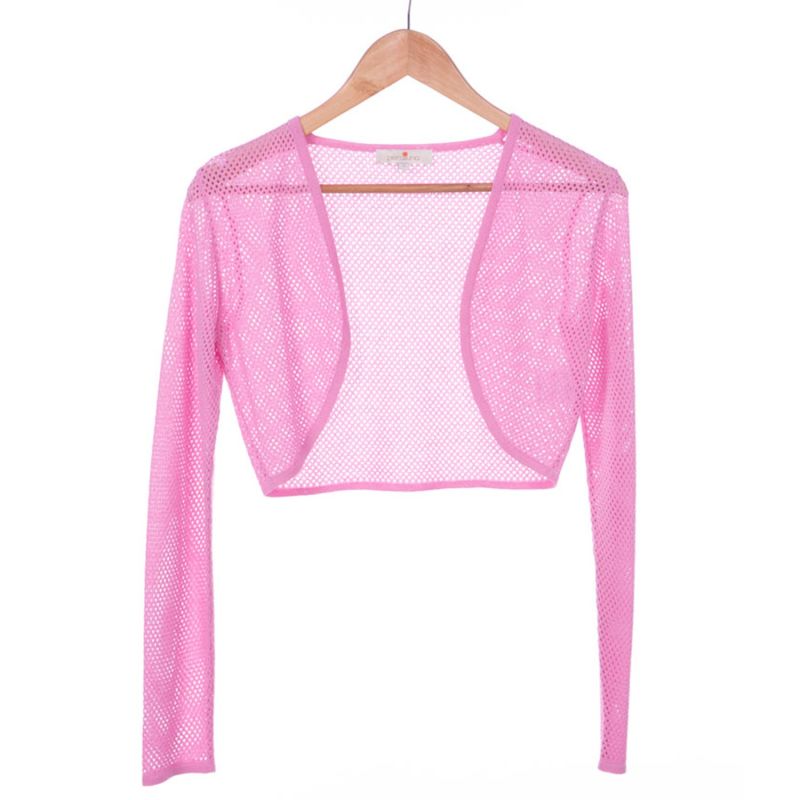 Butterfly Fishnet Knit Bolero In Pink image