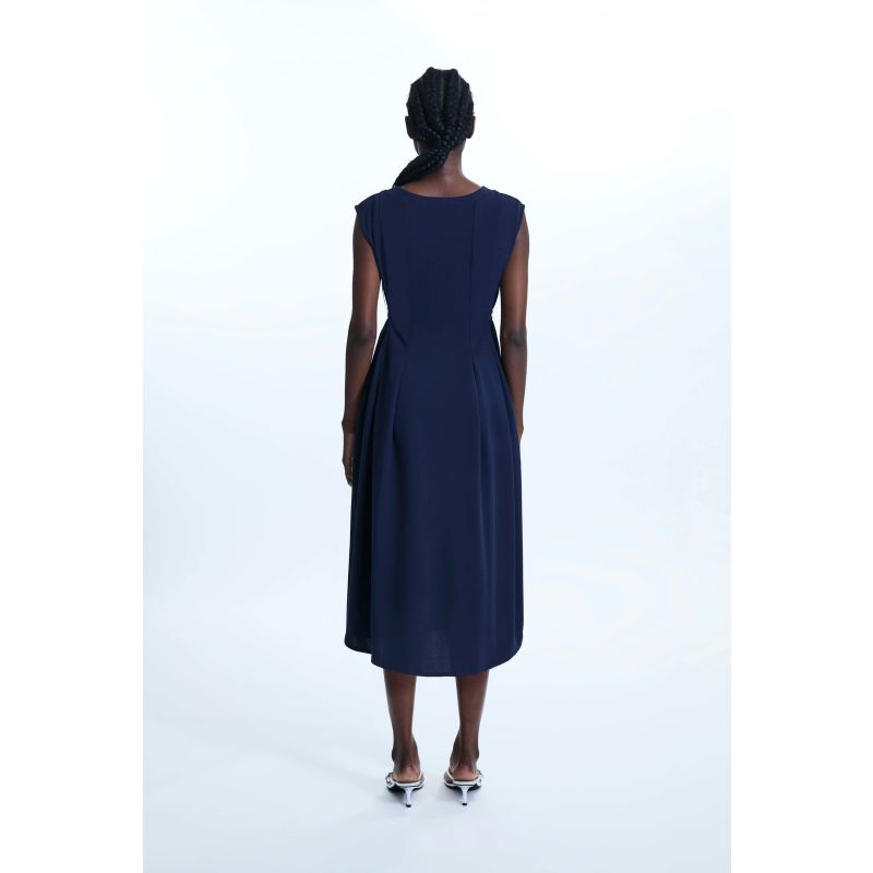 Buttoned Pocket Sleeveless Midi Dress Navy image