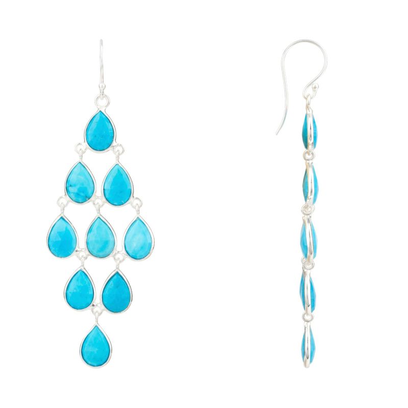 Erviola Gemstone Cascade Earrings Silver Turquoise image