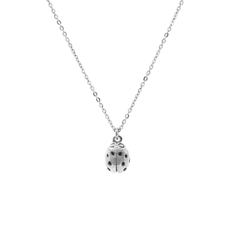 Ladybird Necklace – Silver -Wings Closed image