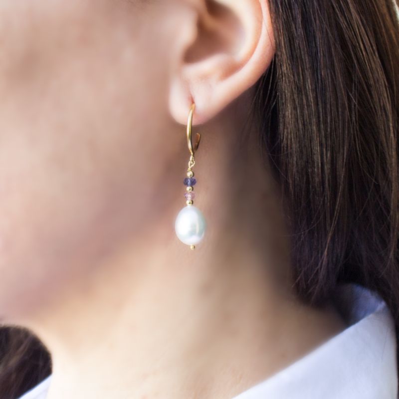 Seas & Sparks Blue Pink Hoop Earrings image