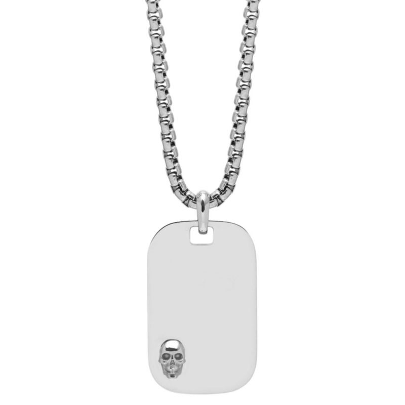Atticus Skull ID Tag Necklace In Silver image