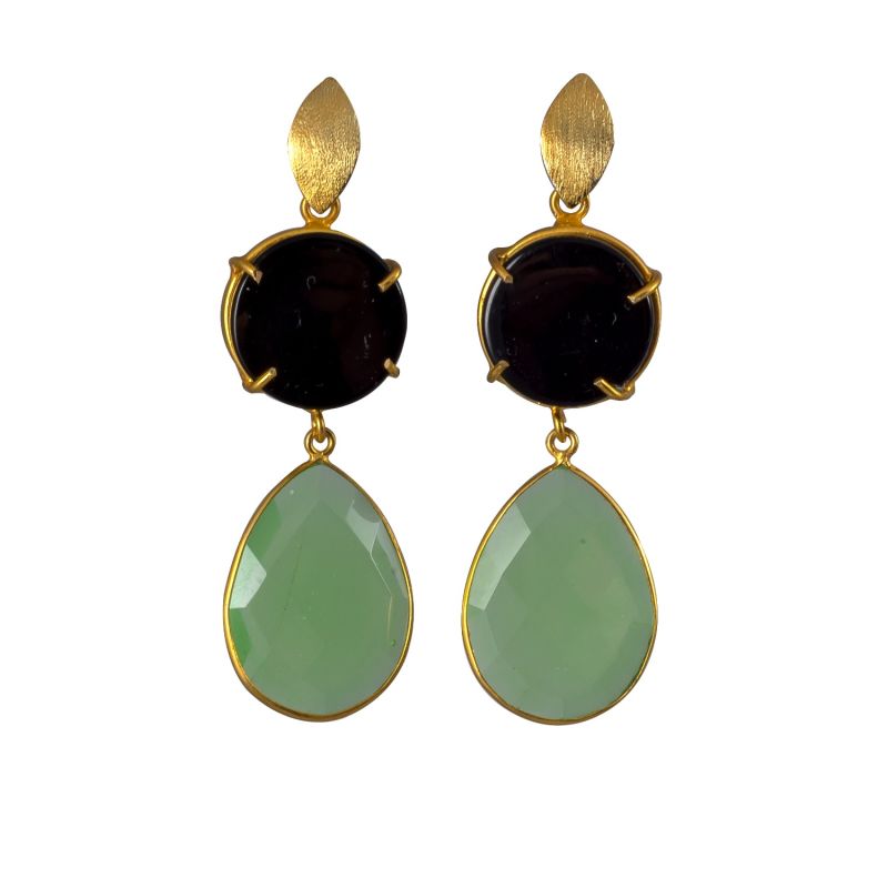 Black Onyx & Green Chrysoprase Earrings image