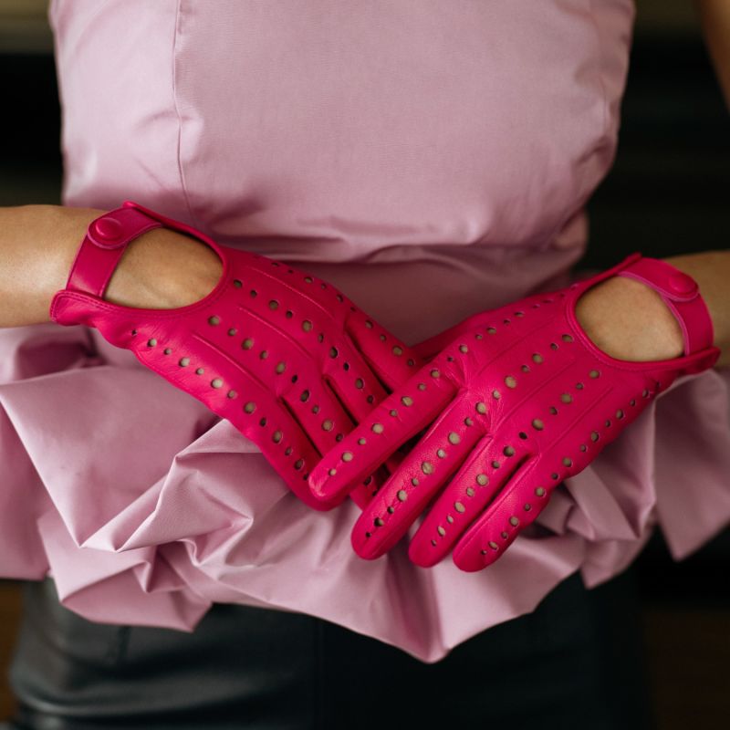 Rimini Women's Driving Gloves In Pink Nappa Leather | 1861 Glove ...