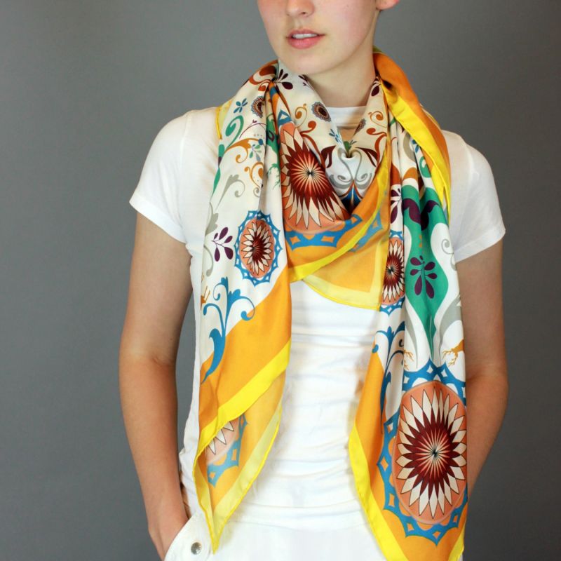 Silk Scarf In Yellow With Autumn Impression image