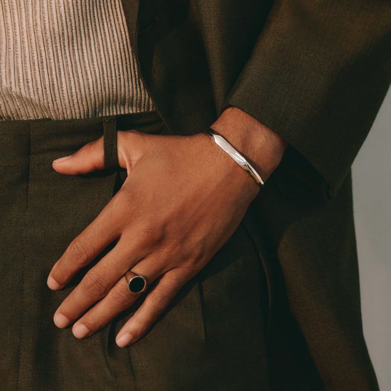 Black Onyx Signet Ring - Black, Silver image