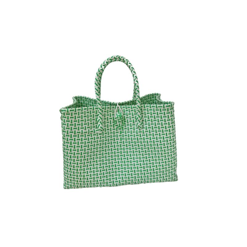 Lola Recycled Plastic Woven Tote Large in Mint image