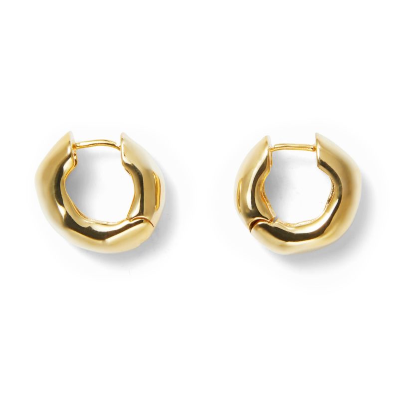 Faceted Hoop Earrings Gold image
