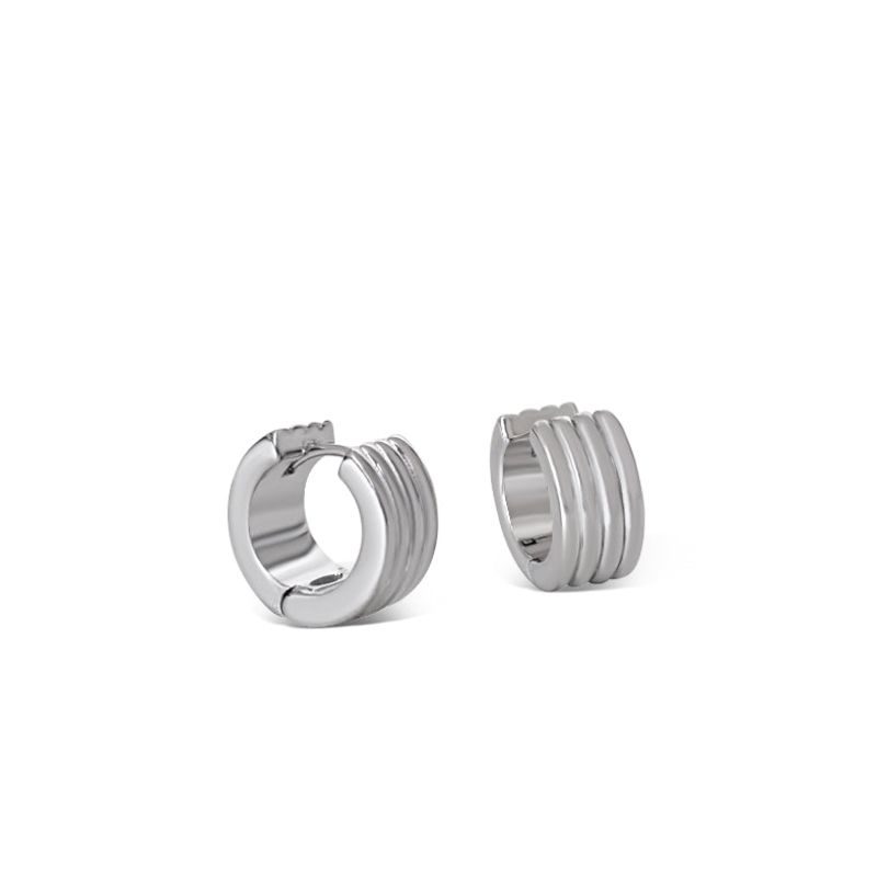 Ridge Hoop Earrings - Silver image