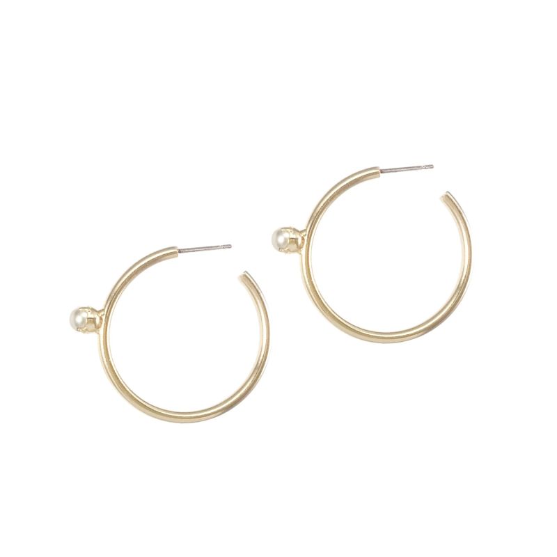 Pearl Floret Hoops Medium Gold image