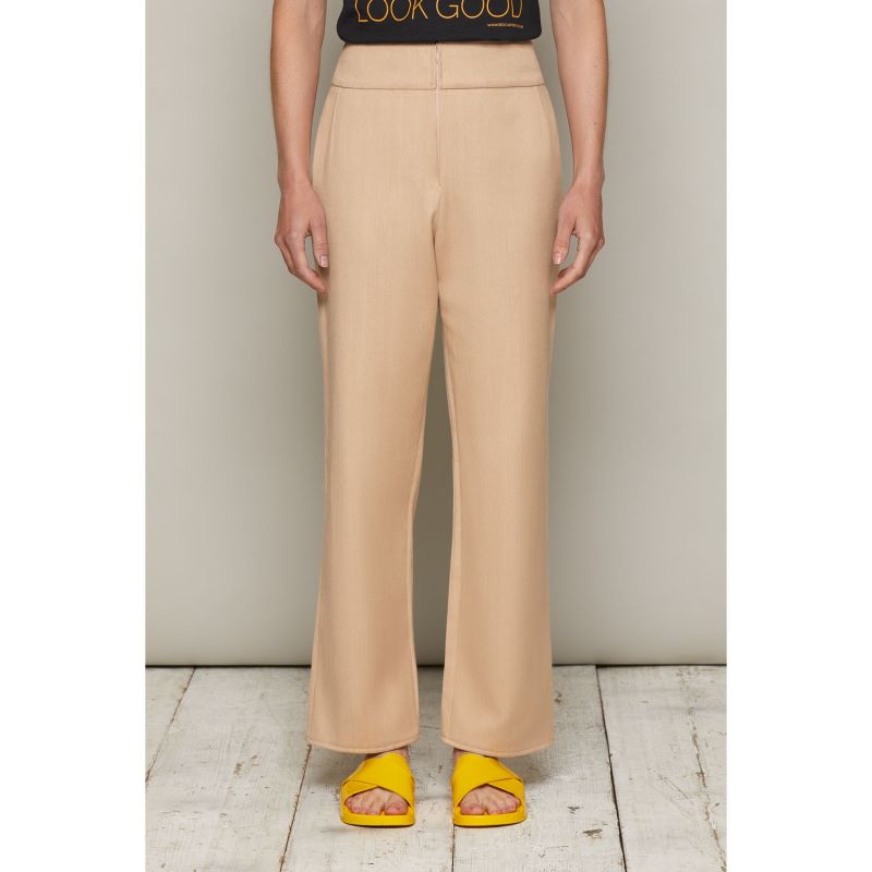 Straight Cut Denim Jemima Trousers In Beige image