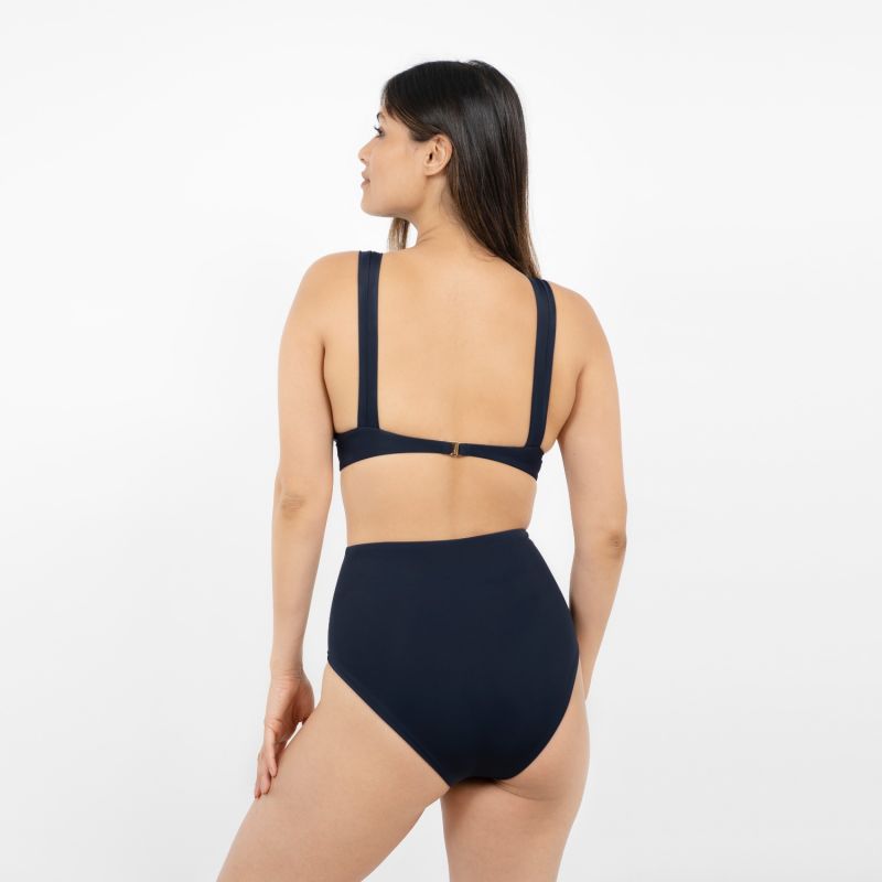 Uluwatu High Waist Bikini Bottom In Dark Blue Pebble image