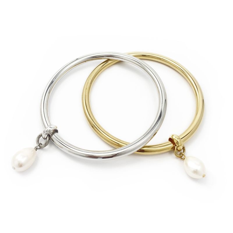 Pearl Drop Bangle Silver image