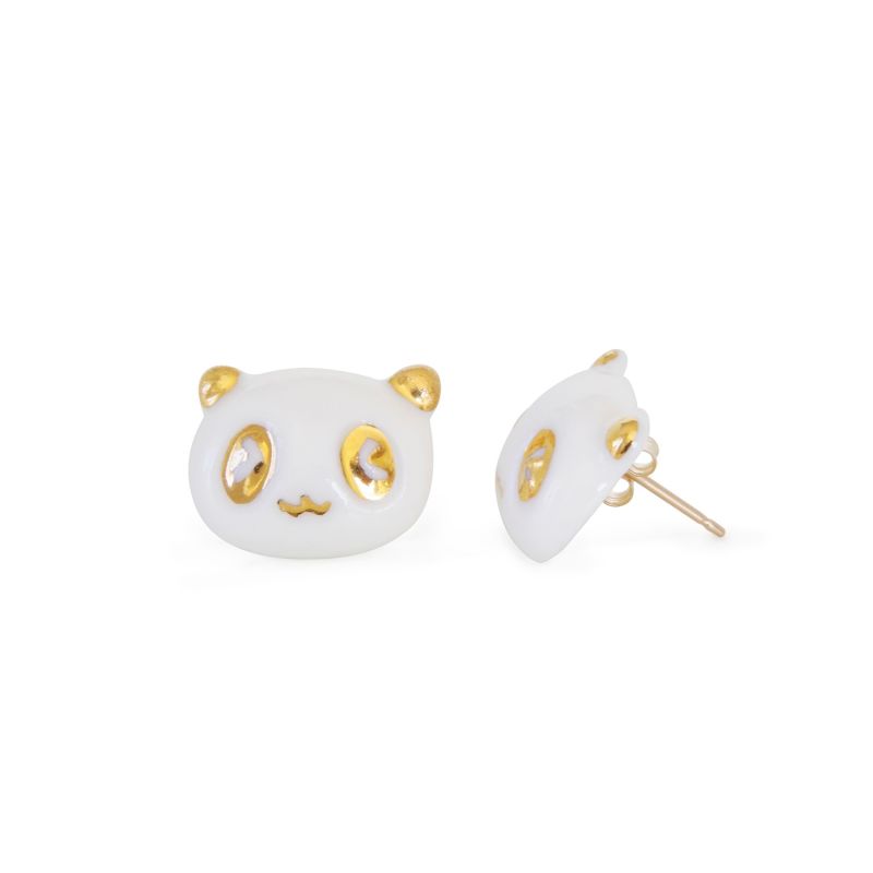 Porcelain Lucky Panda Stud Earrings image