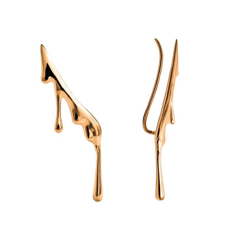 Dripping Gold Vermeil Ear Climber MARIE JUNE Jewelry Wolf Badger