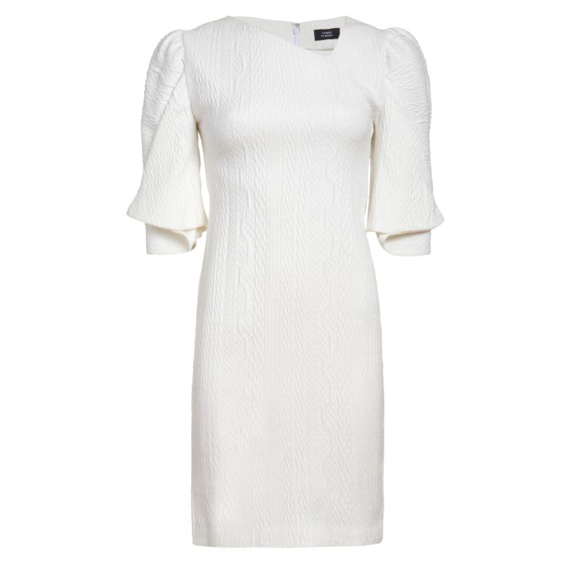 Ivory Cable Knit Pleated Fan Sleeve Dress image