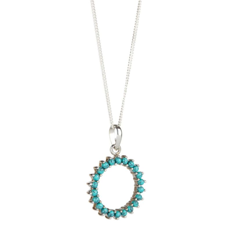 Halo Radiance Large Silver Necklace - Turquoise image