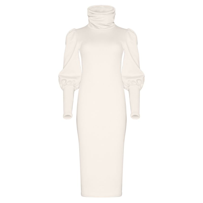 Organic Fleece Turtleneck Brynja Dress White image