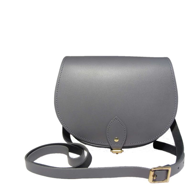 Pencil Grey Leather Saddle Bag With Back Pocket N'Damus London Wolf