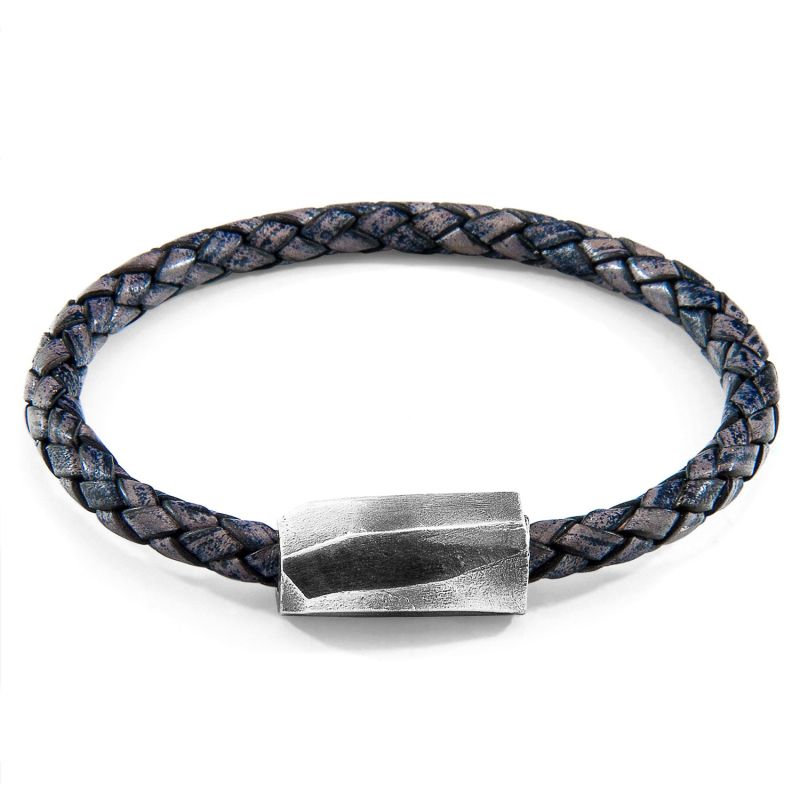 Indigo Blue Hayling Silver & Braided Leather Bracelet image