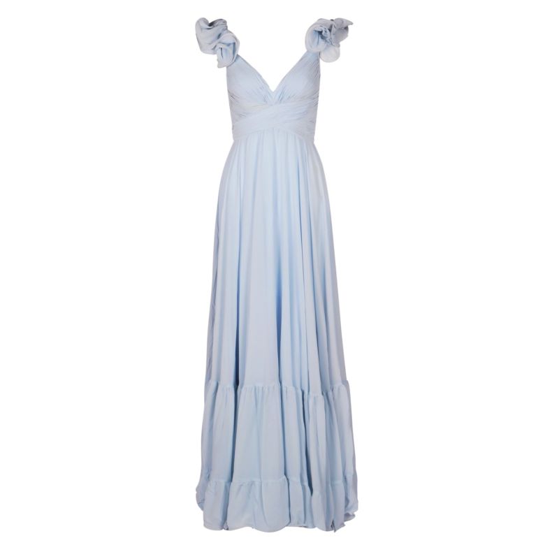 Katie Chiffon Long Evening Dress In Light Blue image