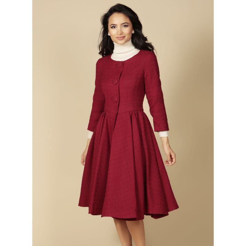 'Lady' Italian Wool Swing Dress Coat In Rosso image