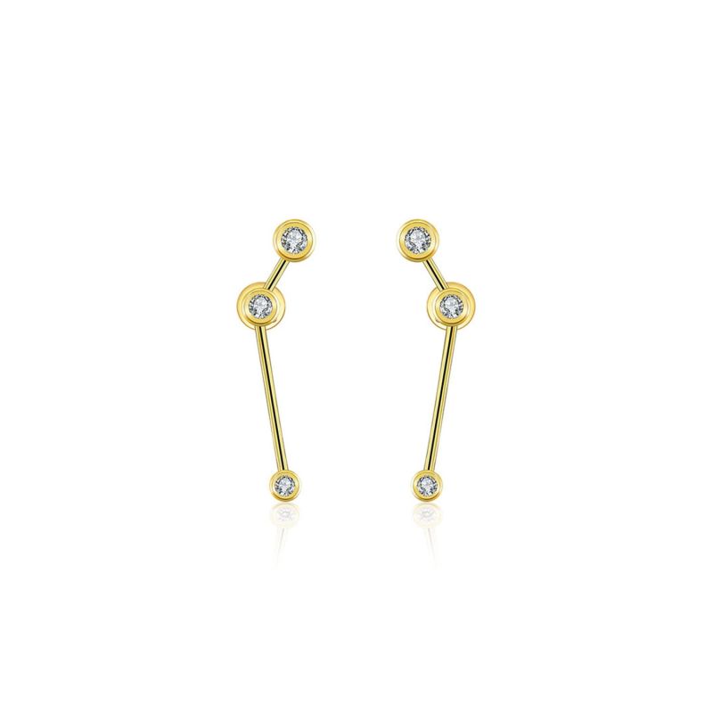 Aries Zodiac Constellation Earring 18K Yellow Gold & Diamond image