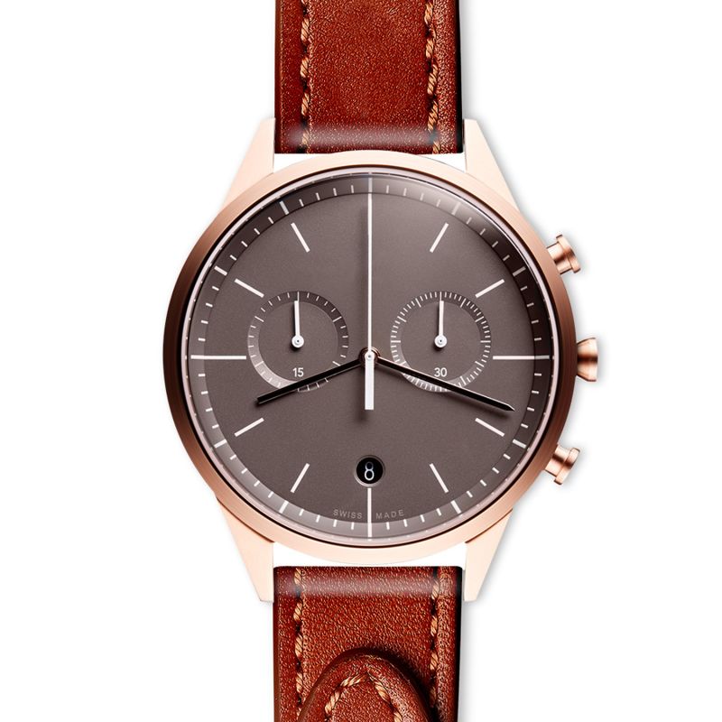 Women's C39 Chronograph Watch In PVD Rose Gold With Tapered Tan Nappa Leather Strap image