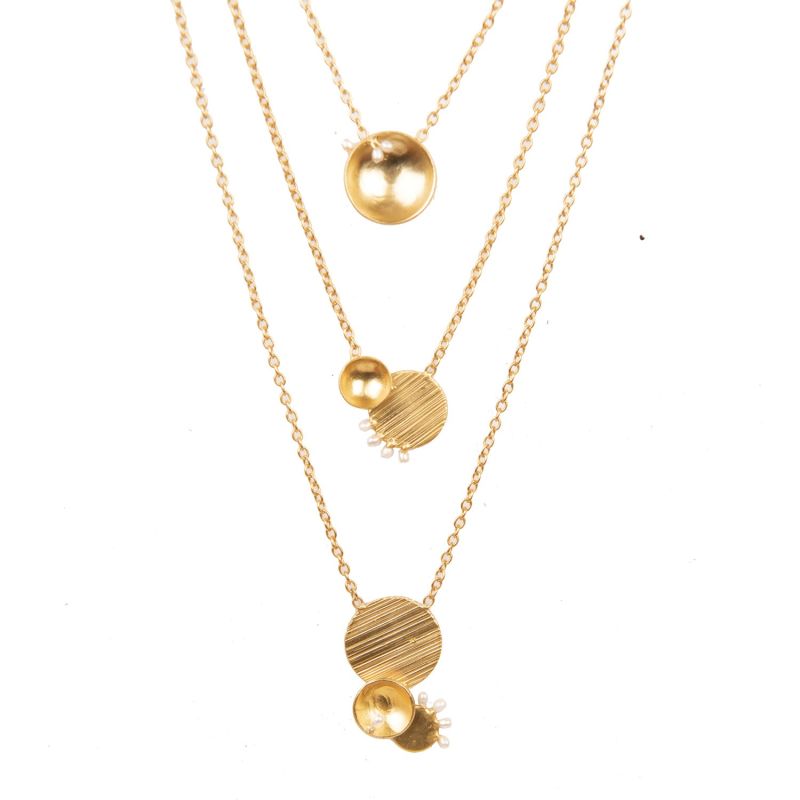 Gold Afefe Layered Necklace With Freshwater Pearls image