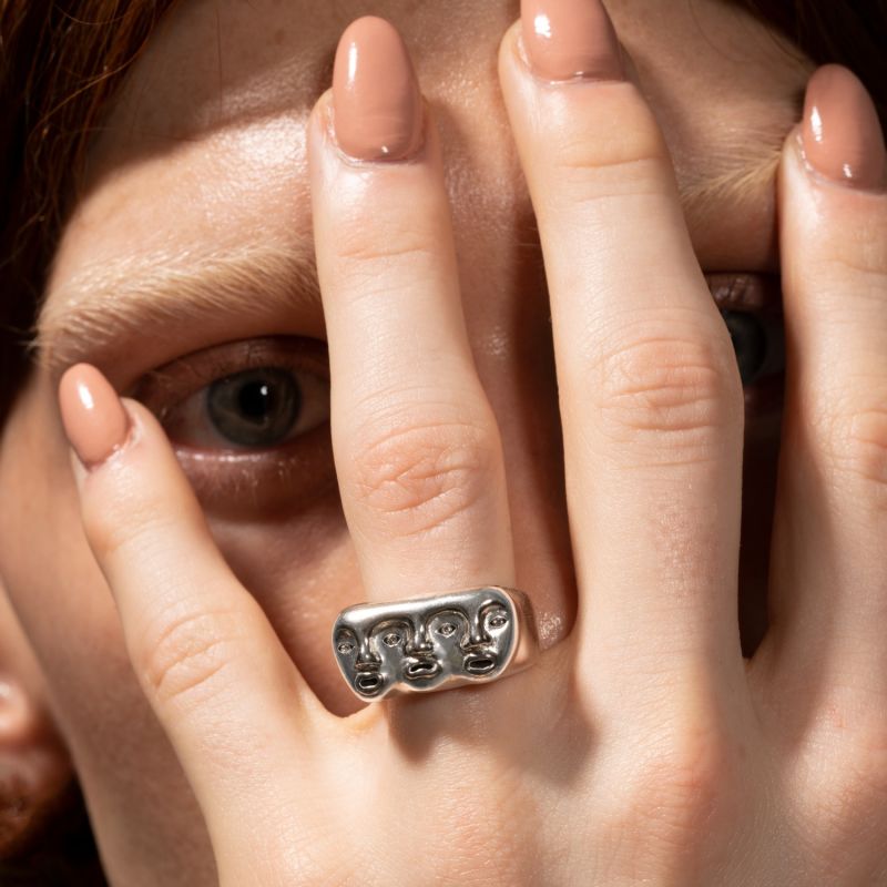 Diamond Triple Face Ring image