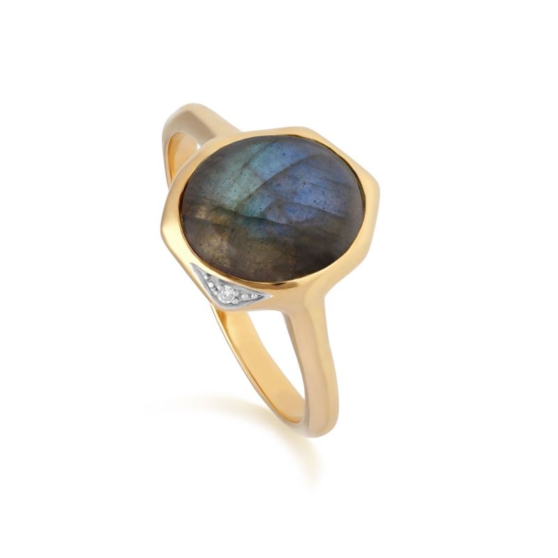 Irregular Labradorite & Diamond Ring image