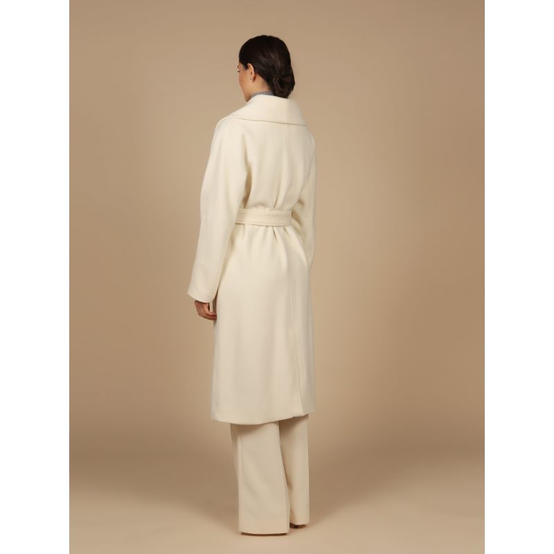 'Hepburn' 100% Italian Virgin Wool & Cashmere Coat In Bianco image