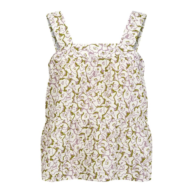 Caitlin Floral Print Organic Cotton Top - White image