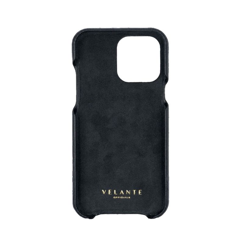 Calf Leather Phone Case, Alligator Texture, Gold - Mystery Black image